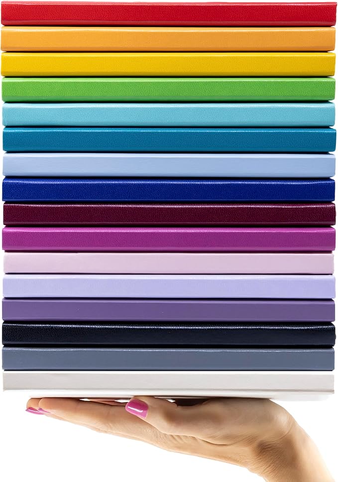 PAPERAGE Lined Journal Notebook, 3 Pack, (Coral, White, Sky Blue), 160 Pages, Medium 5.6 in x 8 in - 100 GSM Thick Paper – Hardcover Journaling Notebook for Work, School & Note Taking