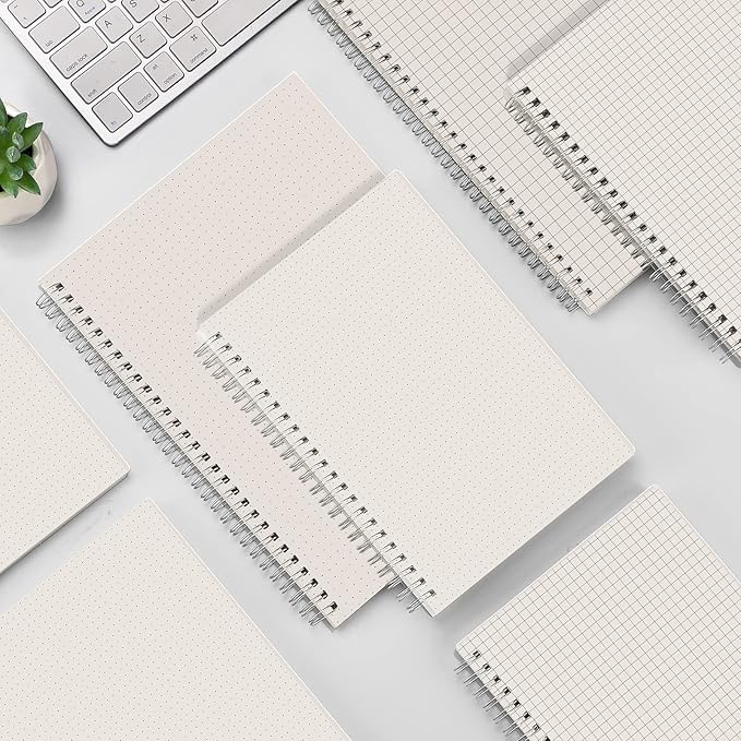 AHGXG Graph Paper Notebook Spiral 3 Pack - A5 Grid Notebook 5.7"x 8.3", Thick 100gsm Graph Grid Paper, 80 Sheets, Transparent Hardcover Journals for School Supplies, Office, Writing, Drawing