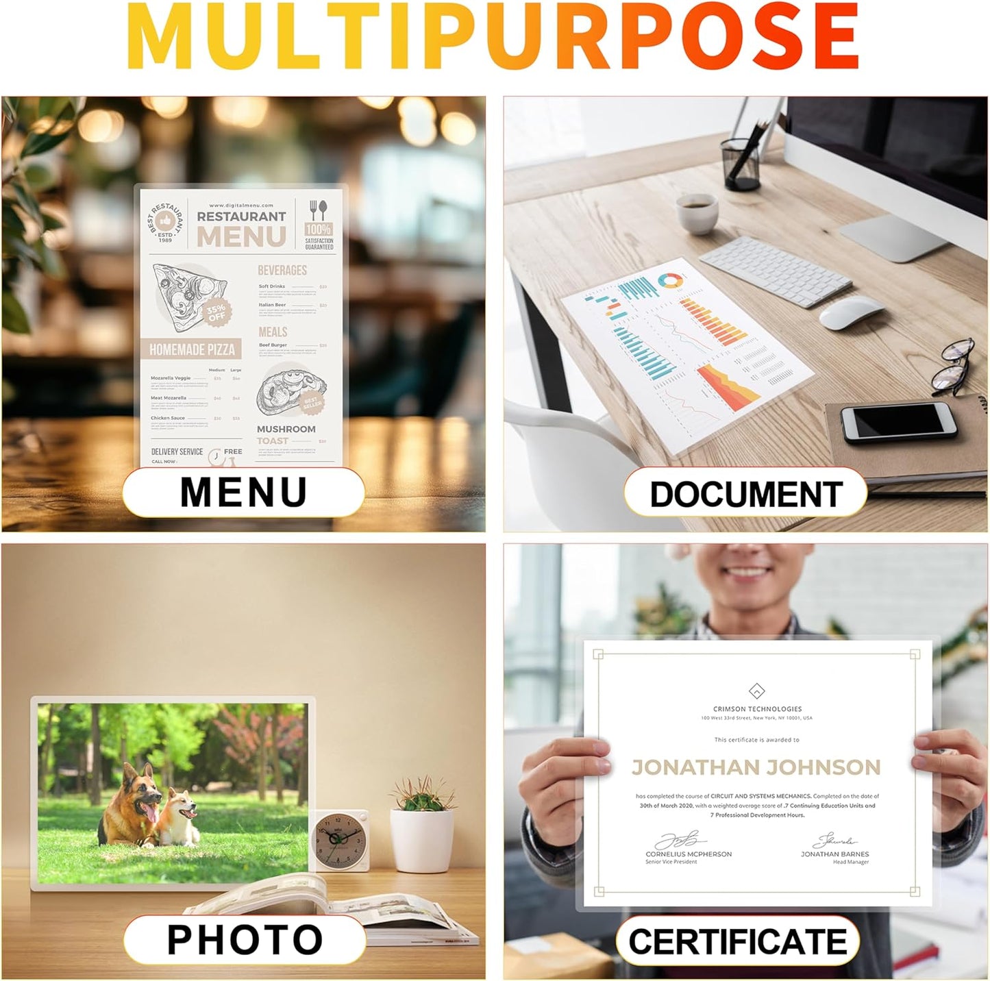 Thermal Laminating Pouches,Hold 8.5 x 11 inch Sheets 200 Pack,3 Mil Clear Thermal Laminate Pouches 9 x 11.5 inch Lamination Sheet Paper