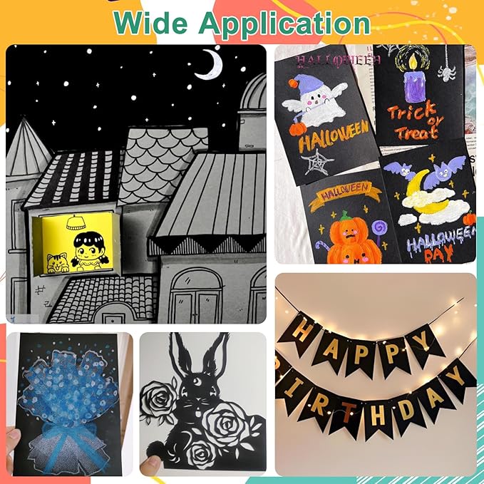 OcePor 100 Sheets Black Cardstock Paper, Colored Printer Paper 8.5 x 11, Card Stock Thick Construction for Craft,Scrapbook,Office Printing, Invitations, Certificates,92 lb/250gsm