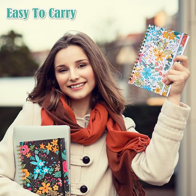 Spiral Notebook, B5 Lined Journal for women, Hardcover Spiral Journal with 2 Pockets, College Ruled Large Notebooks 7.48" x 10", 160 Pages Notebook for Office, School Supplies, Gifts