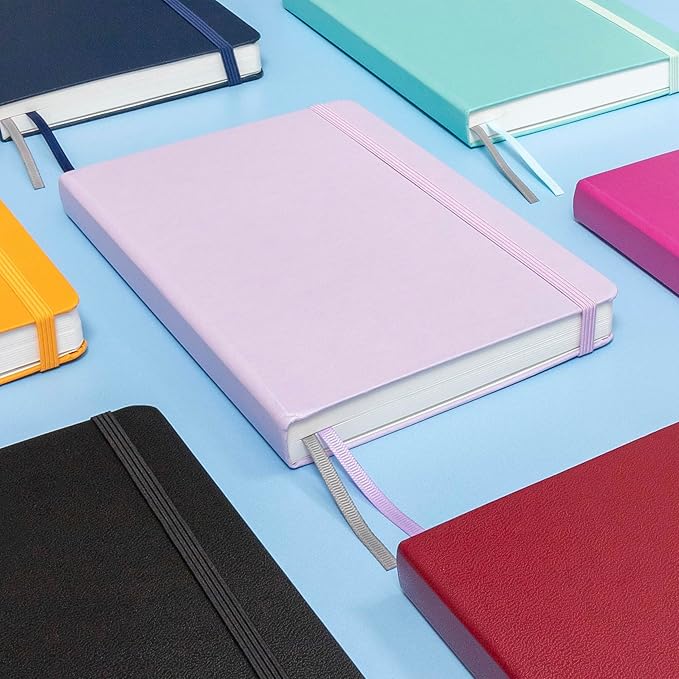 PAPERAGE Lined Journal Notebook, (Black), 252 Pages, Medium 5.6 in x 8 in - 100 GSM Thick Paper – Hardcover Journaling Notebook for Work, School & Note Taking