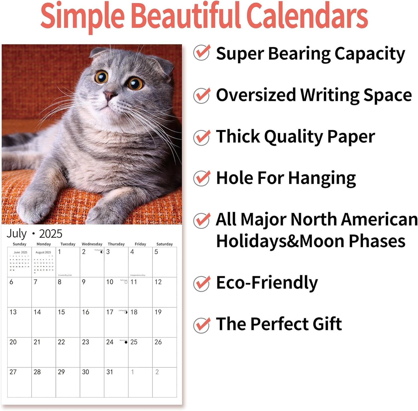 2025 Wall Calendar,Funny Calendar 2025, January 2025 - December 2025, Wall Calendar Funny Animal Memes, 12" x 24" Opened, Full Page 12 Months Thick Paper for Gift Calendar Organizing Planning