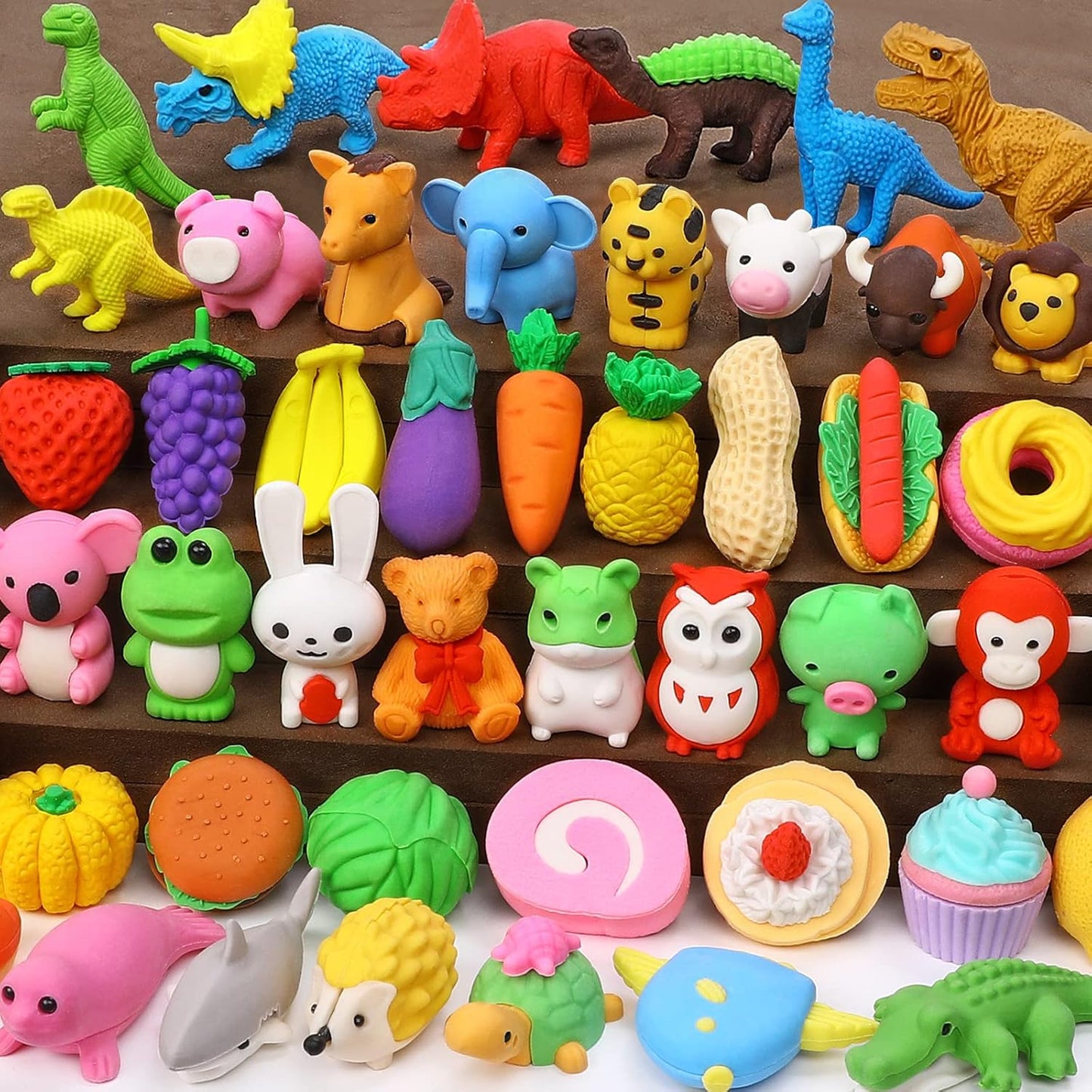 50 Pack Pencil Erasers Animal Eraser for Kids Puzzle Erasers 3D Mini Food Sport Fruit Take Apart Eraser Classroom Rewards Game Prizes Treasure Box Party Favors for Kid Gifts Easter Egg Fillers