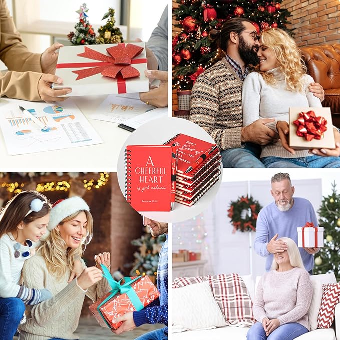 INSADA Christian Prayer Journal Spiral Red Notebooks Bulk with Pens- Small Notepads (4.13”x5.43”) - Mother's Day Gifts for Women, Church Members & Bible Study Groups (30 Sets Red)