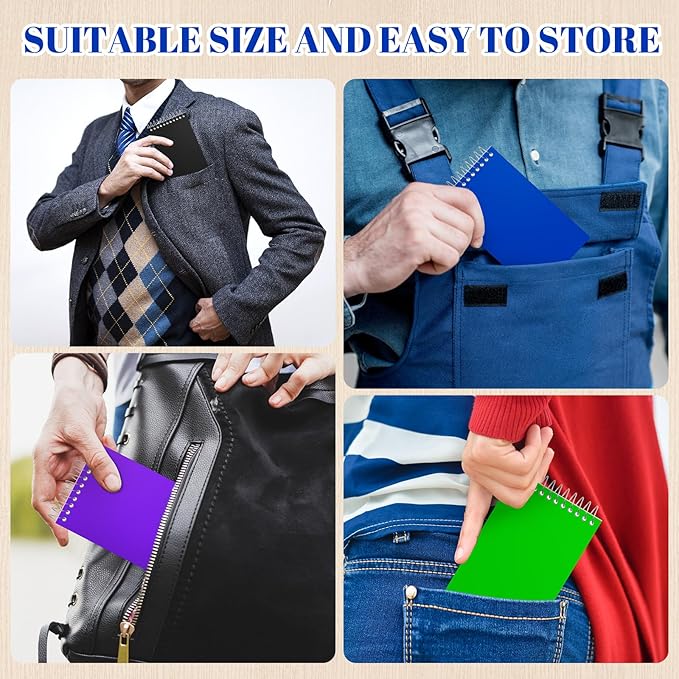 40 Pcs Small Pocket Notebooks 3 x 5 Inch Mini Memo Spiral Notepads Top Bound College Ruled Lined Note Pads for Back School Office Journaling Noting, 75 Sheets/Pad (Dark Color)