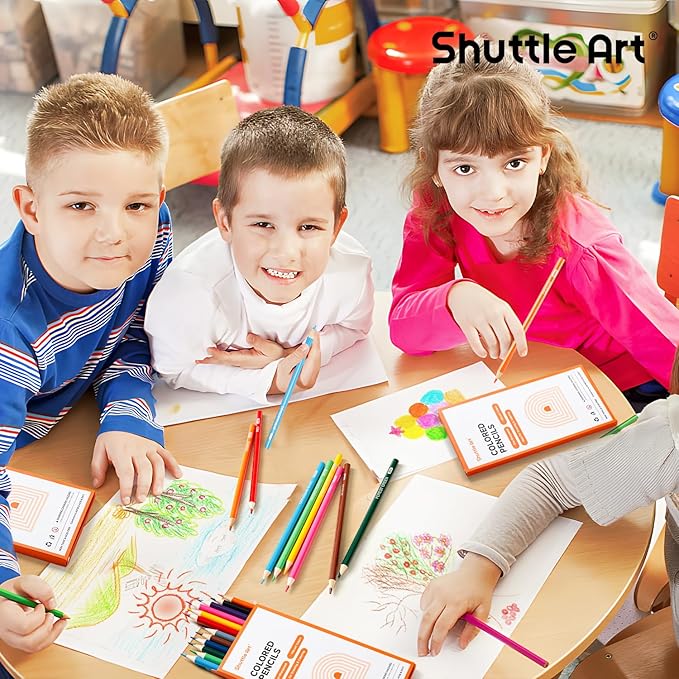 Shuttle Art 504 Colored Pencils Bulk, 12 Vibrant Colors, Pack of 42, Pre-sharpened Coloring Pencils, Wood Colored Pencil for Kids Teachers, Classroom Essentials, Back to School Supplies