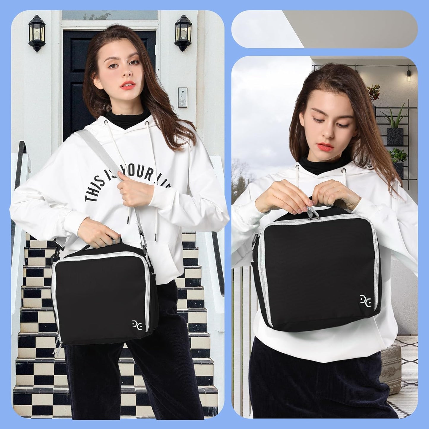 Large Storage Tote Bag for Markers, Brush Pens, Coloring Pencils, Books, Art & Craft Supplies, Tools, Cosmetics - Up to 130 Pens, Black