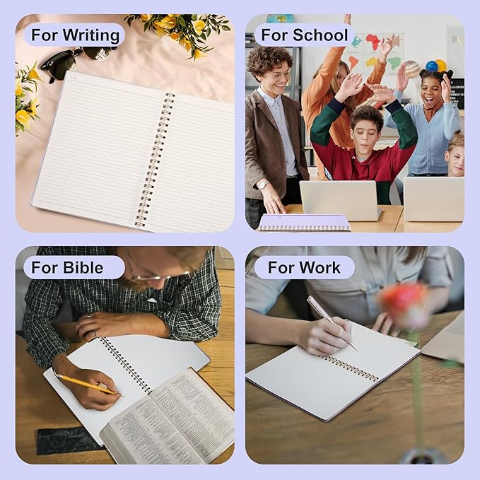 Yoment Spiral Notebook 8.5 x 11 A4 Large Notebooks for Work College Ruled Journaling Notebooks, 100 GSM Paper, Spiral Bound Journal for School Note Taking Writing, A4 Purple