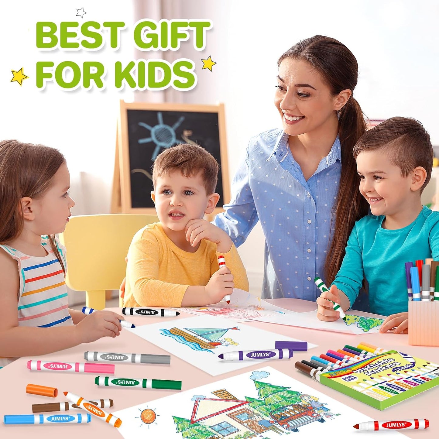 Jumlys 36 Boxes Washable Markers with 12 Colors, Bulk Color Marker for School Classroom, 432 Count Broad Tip Markers for Kids, Classroom Must Haves