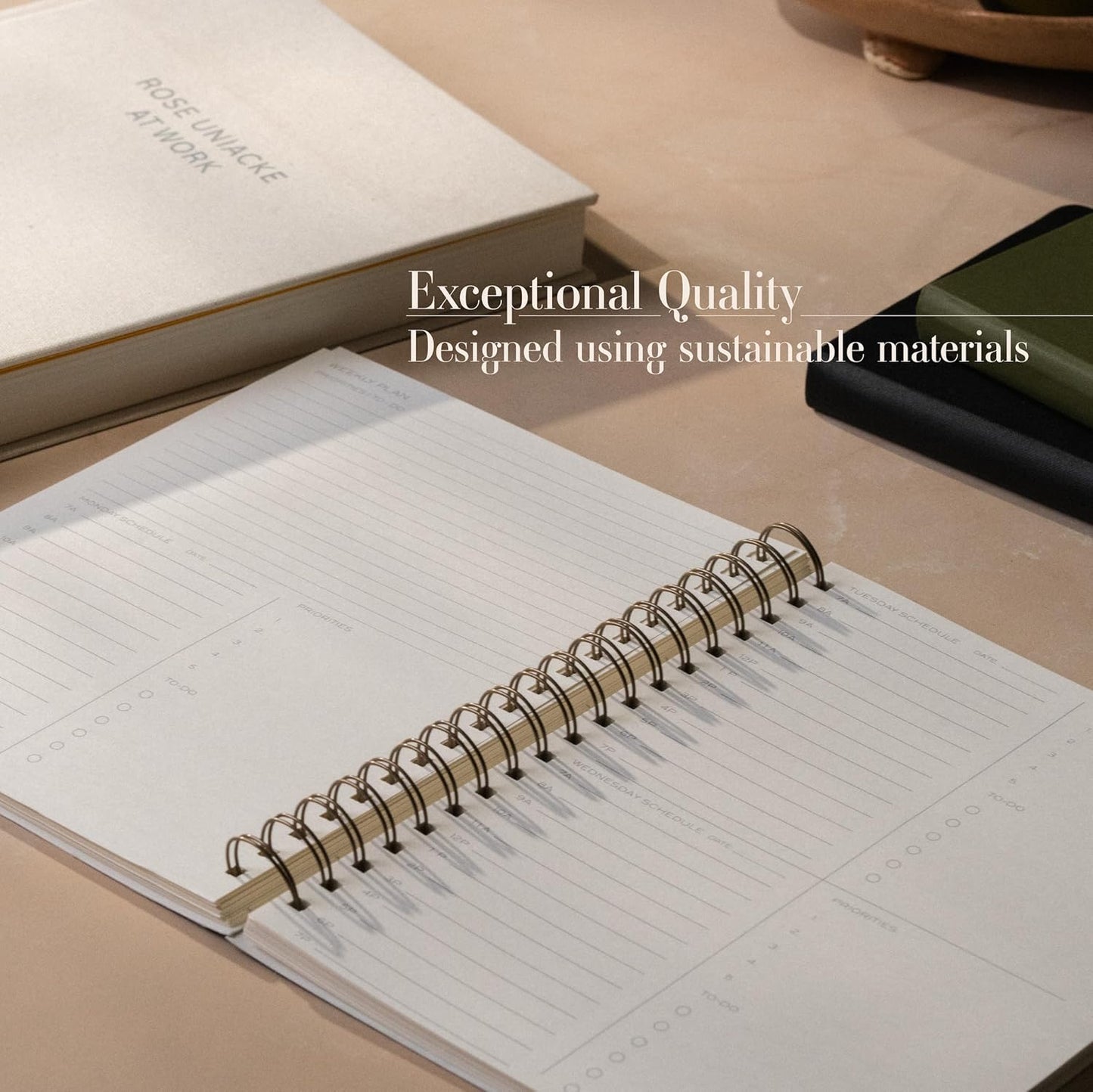 Anecdote Planner 2025 (8.5" x 10") Daily Planner Weekly Monthly Planner - 52 Weeks w/Library Buckram Cover, Brass Spiral - A4 Size Bleed-Resistant Paper – Ink Blue