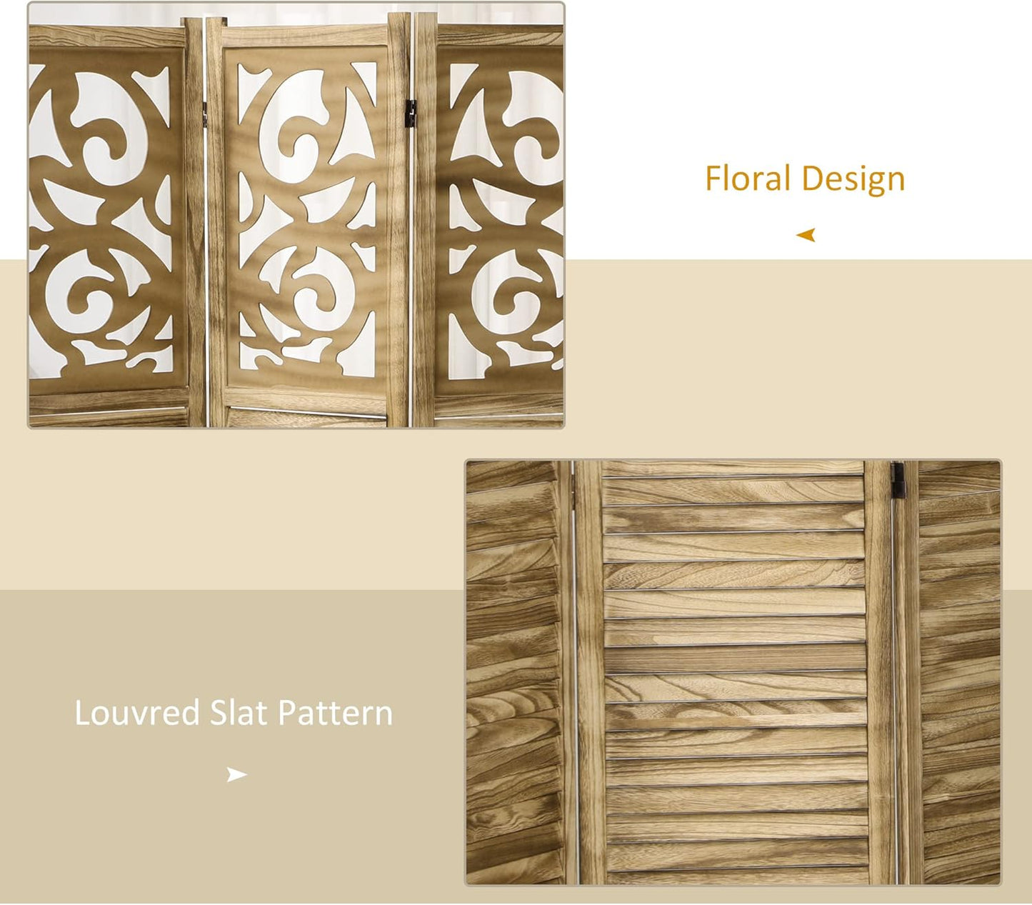 NicBex Room Divider 3 Panel Room Dividers with Floral Design Partition Room Dividers and Folding Privacy Screens 5.5 FT Wall Divider for Home, Office, Room Separation,47.25"W x 0.75"D x 67"H, Brown