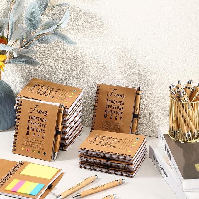 Jetec 25 Sets Bulk Employee Appreciation Gifts Bulk Inspirational Spiral Notebook with Note Ballpoint Pen Thank You Gifts for Volunteer Social Worker Nurse Staff Coworker Students (Team)