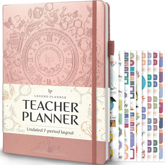Legend Teacher Planner – Undated Lesson Plan Book for Teachers with Weekly & Monthly Calendars - Classroom Organization & School Year Planner – 8.5”x11.5” Hardcover (Rose Gold Debossed)