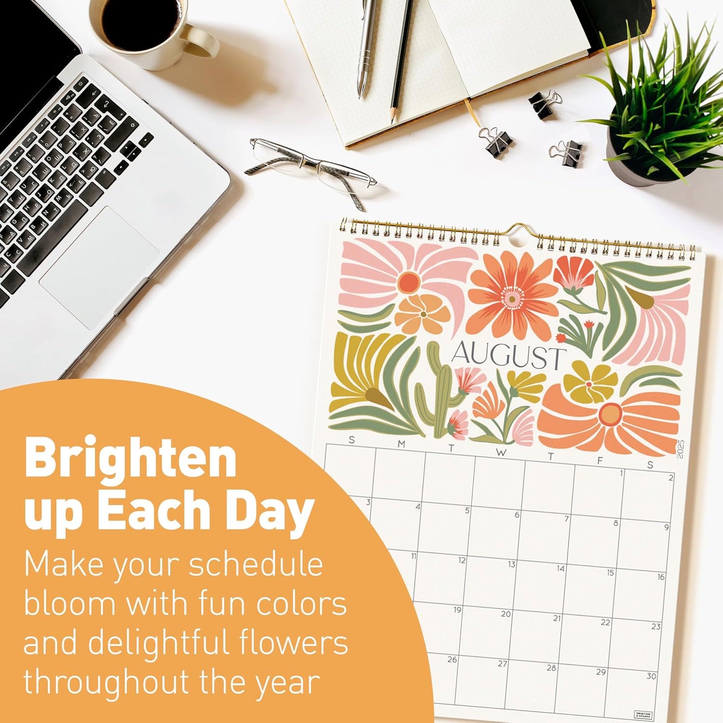 S&O Desert Garden Wall Calendar from July 2025-Dec 2026 - Tear-Off Monthly Calendar - 18 Month Academic Wall Planner - Hanging Organizer to Track Anniversaries & Appointments - 13.5"x10.5”in