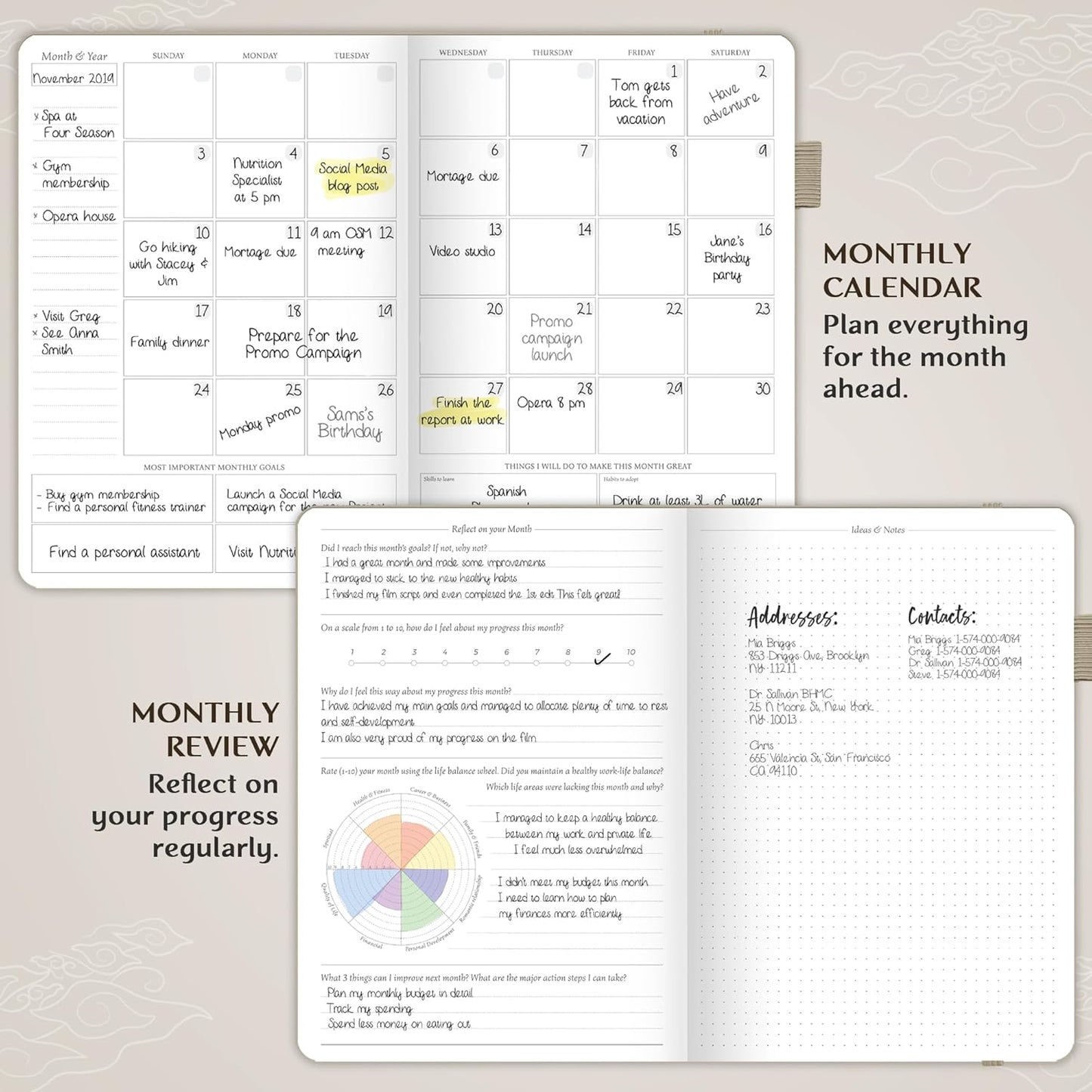 Legend Planner PRO – Deluxe Weekly & Monthly Life Planner to Increase Productivity and Hit Your Goals. Time Management Organizer Notebook – Undated – 7 x 10" Hardcover + Stickers – Seashell