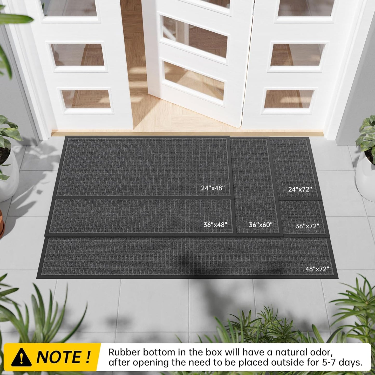 Durable Front Door Mat, 72" x 48" Heavy Duty Indoor Outdoor Doormat for Entryway, Non-Slip Rubber Backing, Stain and Fade Resistant Commercial Floor Mat for Home Office Entry