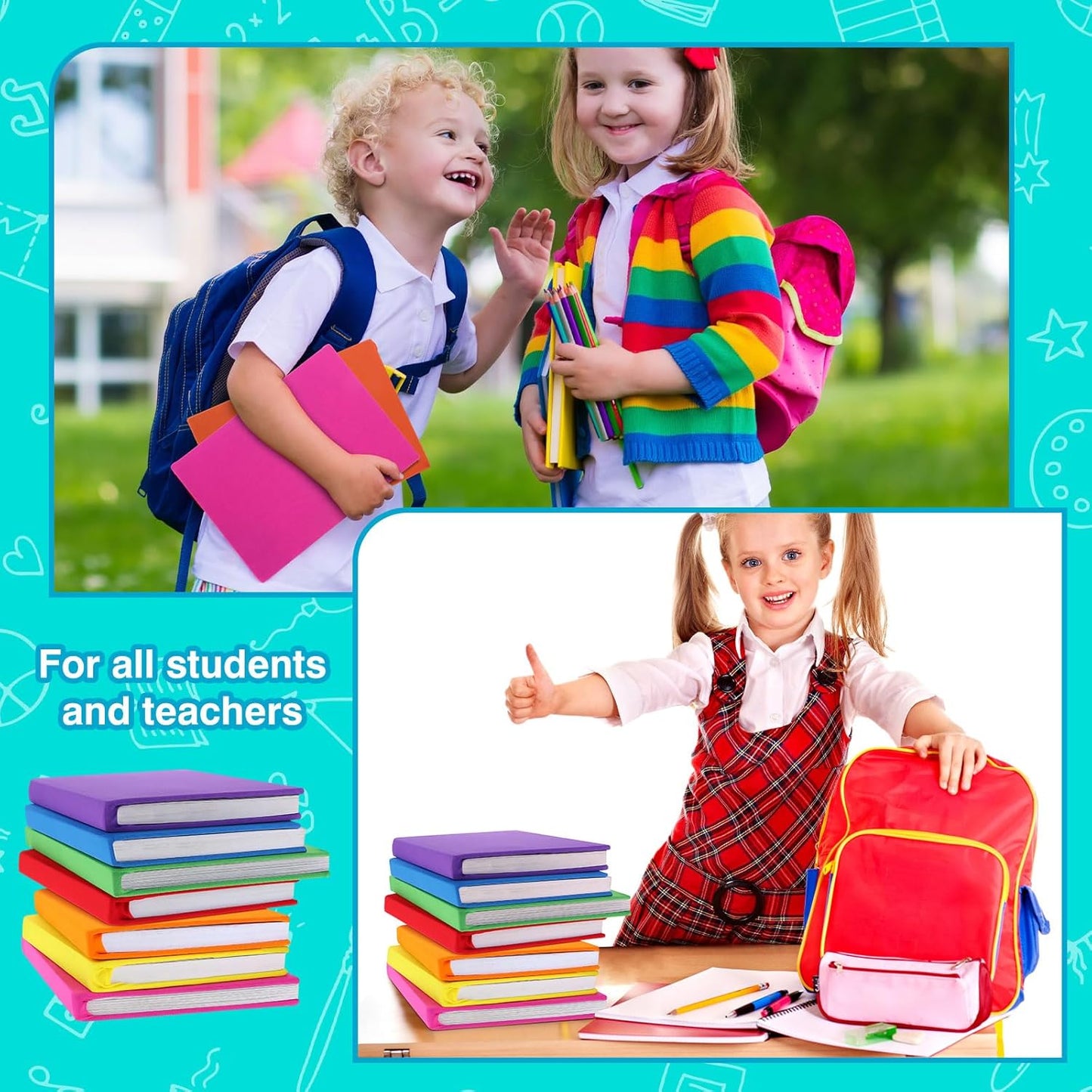 Sherr 14 Pack Stretchable Jumbo Book Sleeve Covers 14.5 x 9 Inch Stretchable Book Covers Fabric Book Cover Protector Reusable Book Cloth for Classroom Most Hardcover Book About 9 x 12 Inch