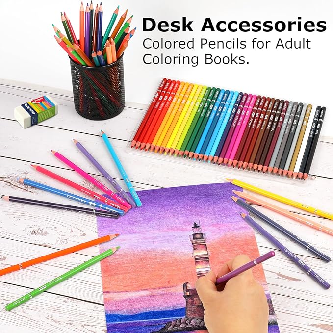 72 Colored Pencils for Adult Coloring Books, Professional Coloring Pencils Set, Art Supplies for Drawing, Sketching, Gifts for Teens