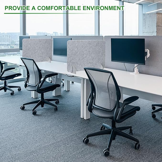 PATIKIL Desk Divider, 2 Set 24 x 16 Inch Acoustic Freestanding Desk Divider Desk Privacy Panel with 4 Pcs Support Feet for Library Office Workstation, Blue