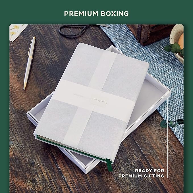 BEECHMORE BOOKS Lined Journal Notebook, 5.8 x 8.3 inch, A5 160 Lined Pages, Hardcover Leather Journals for Women, Men, Writing and Notebooks for Work - 120 GSM Thick Paper, Gifts Box Included