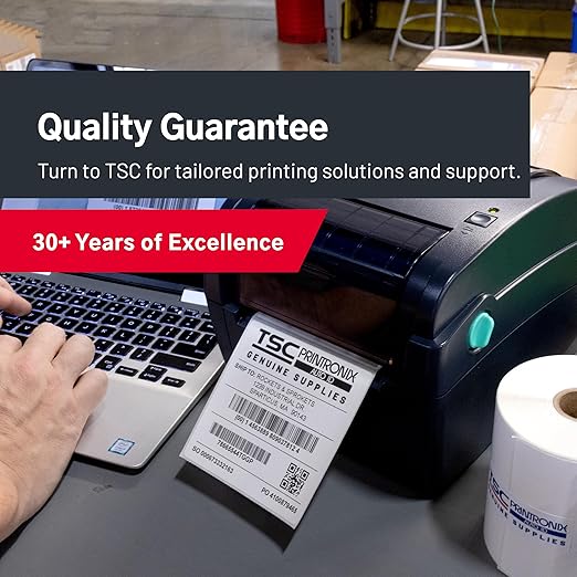 TSC Thermal Label Transfer Paper for Printers, Stickers and Labels for Postage, Receipts, Retail, Business, 4" Width x 2" Length, 1" Core, 5" Outer Diameter, White, 1250 Labels Per Roll, 4 Rolls