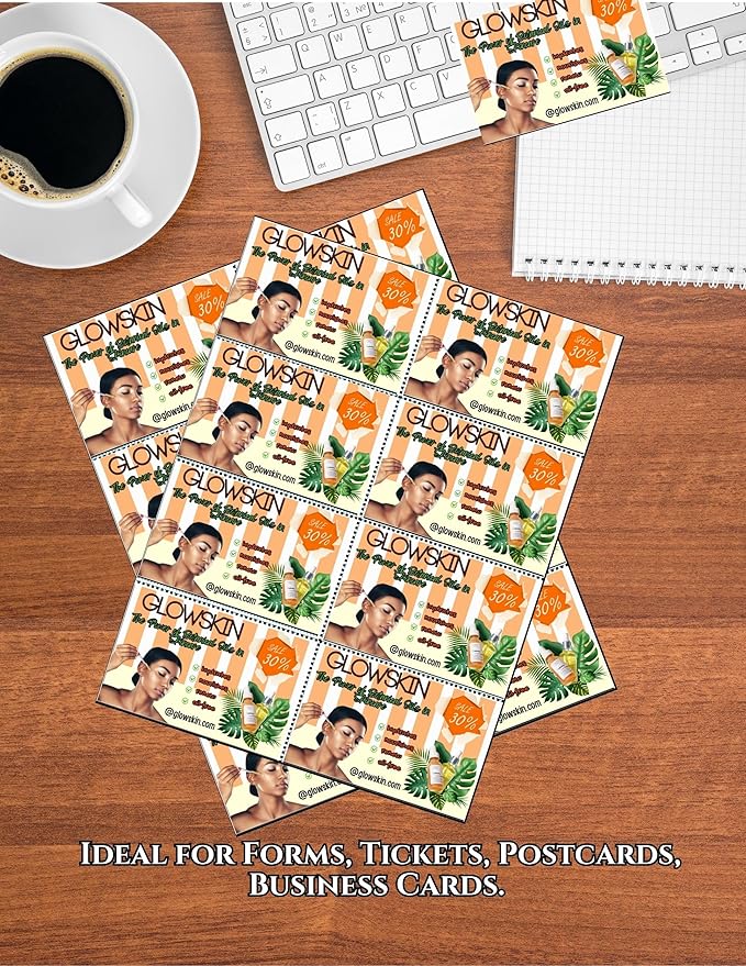 Limited Papers (TM) 8.5x11 Perforated Paper, 20/50 Pound, 75 GSM, Variety of Perforation Sizes and Colors, for Forms, Tickets, Postcards, Business Cards. (Lavender/orchid, 8 up)