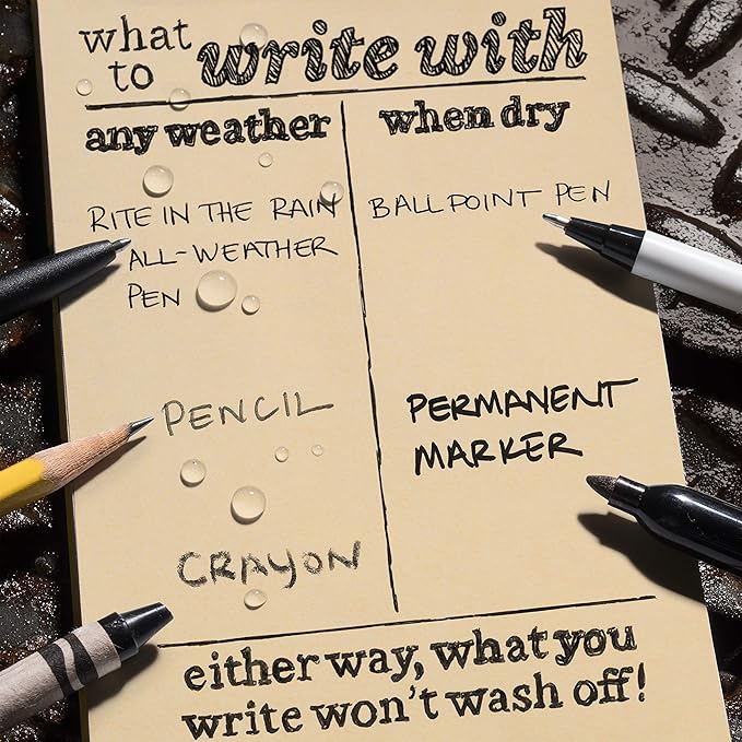 Rite in the Rain Weatherproof Side Spiral Notebook, 8.5" x 11", Tan Cover, Universal Page Pattern (No. 973T-MX)