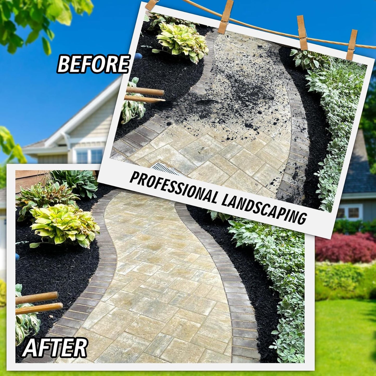 Mulch Glue & Gravel Binder - 64oz Rock Glue for Landscaping, Garden, Walkway - Strong Pea Gravel Stabilizer, Concentrate Mulch Adhesive Safe for Lockdown Sticky Stone, Pebble, Bark, Rubber, Pine Straw