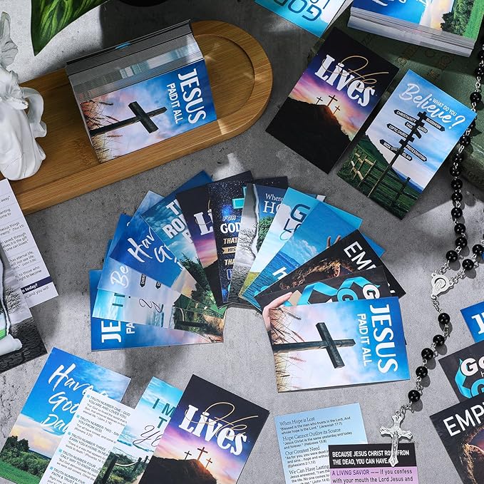 240 Pcs Gospel Tract Card 12 Styles Plan of Salvation Card Pocket Holy Postcard Christian Inspirational Bible Verse Bookmark for Christian Gift Women Men Ministering Tool (Inspiration)