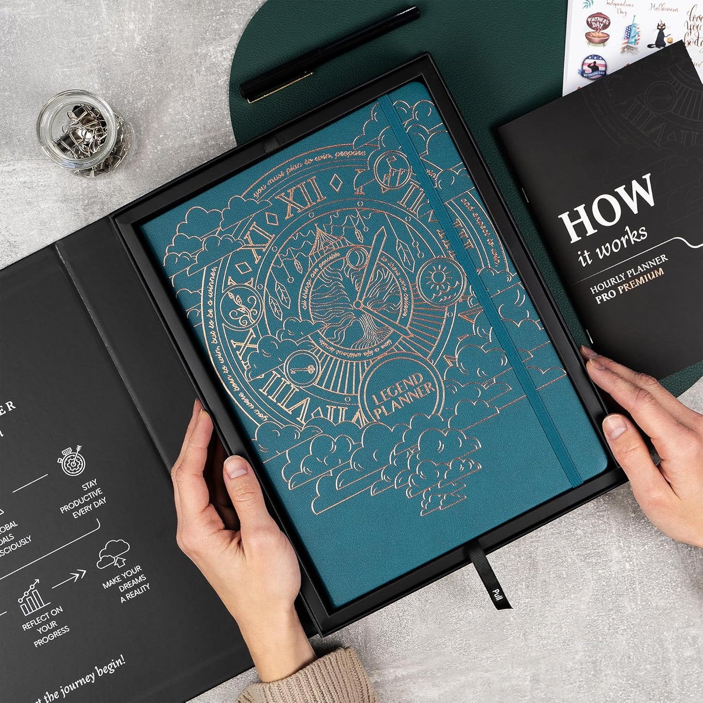 Legend Planner PRO Premium – Large Undated Weekly, Monthly & Budget Planner with Habit Tracker – Life Organizer for Time & Task Management, Goal Setting & Productivity – A4 size (Dark Teal)