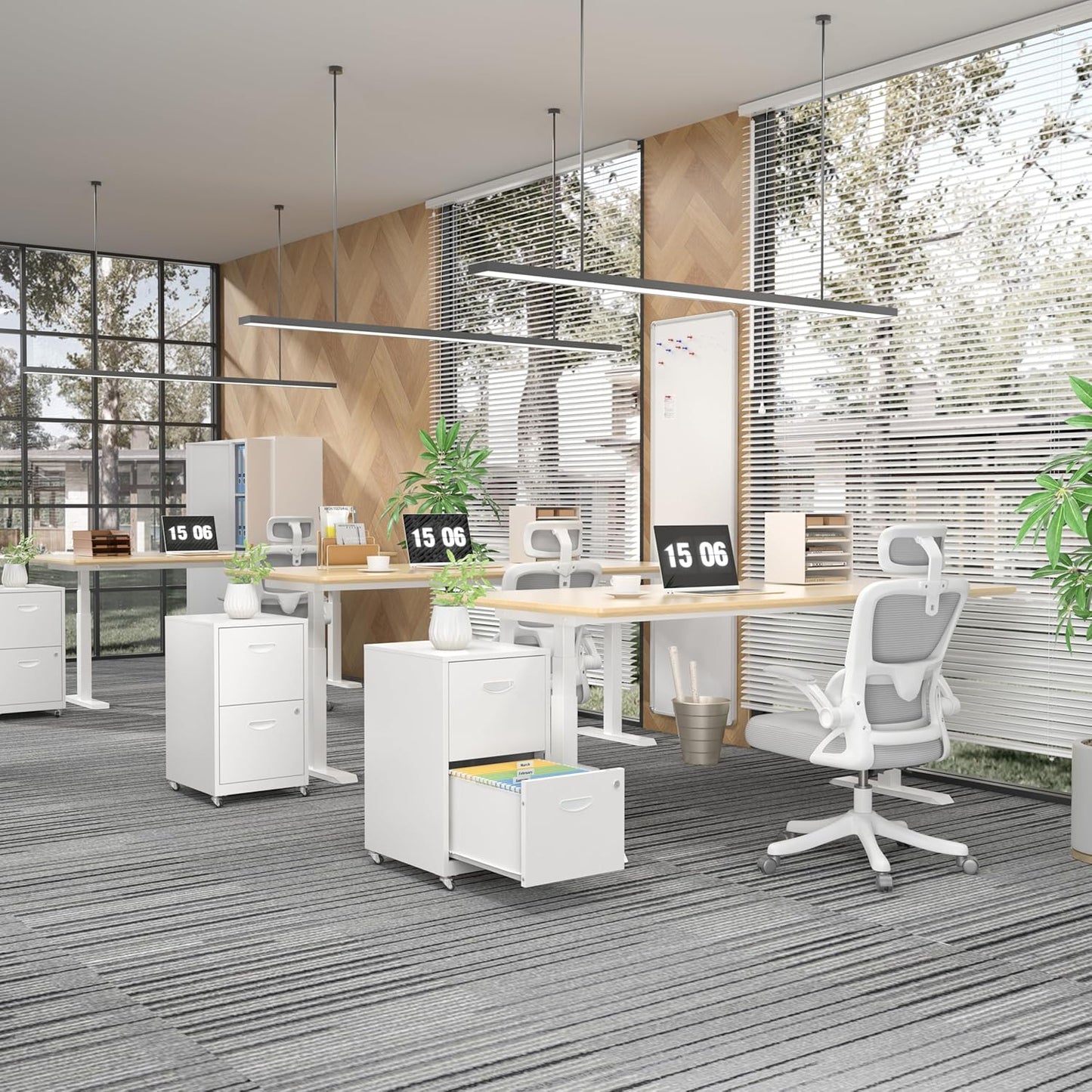 2 Drawer File Cabinet with Lock,White Rolling File Cabinet for Home Office, Metal Small Mobile Filing Cabinets on Wheels for Hanging Letter