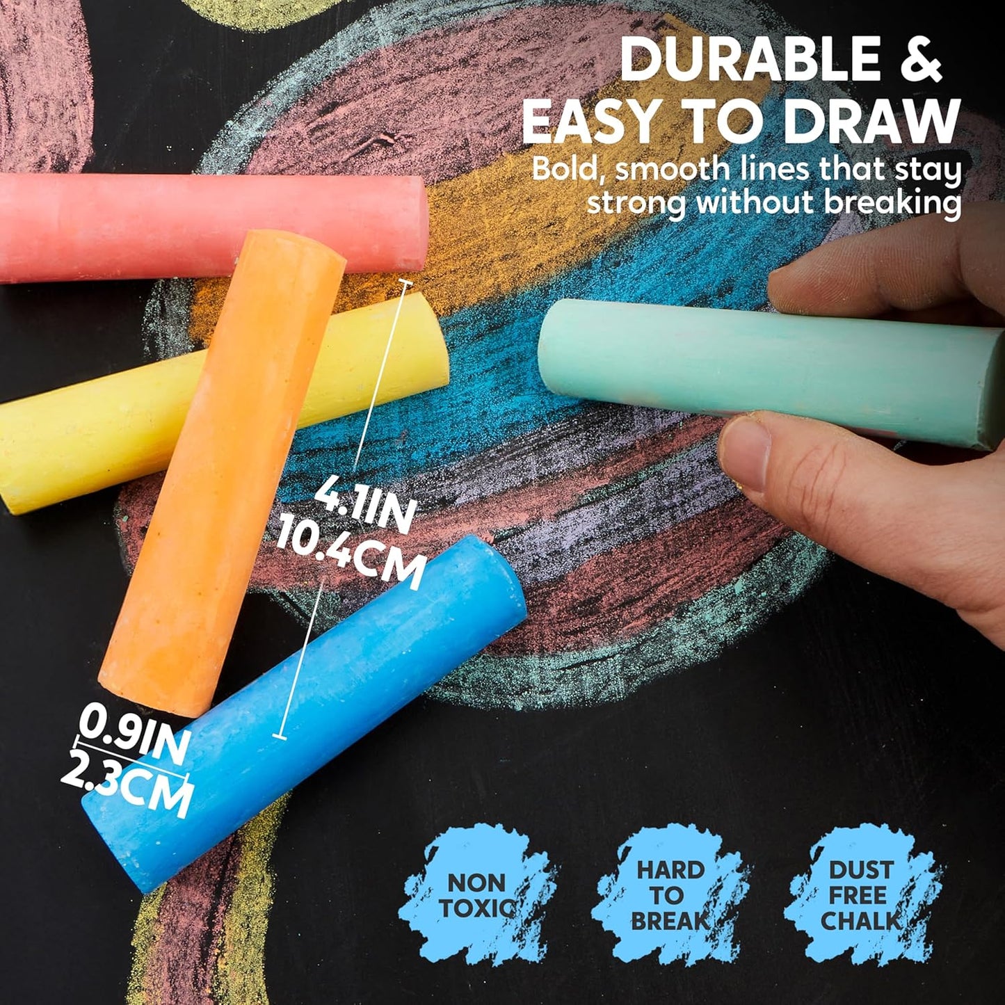 JOYIN 20 PCS Washable Sidewalk Chalks Set in 20 Colors, Non-Toxic Jumbo Colored Chalk for Kids, Painting for Outdoor Games, School Supplies, Painting on Chalkboard