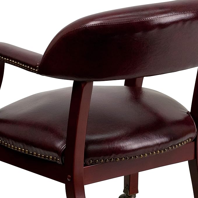 EMMA + OLIVER Oxblood Vinyl Luxurious Conference Chair with Casters