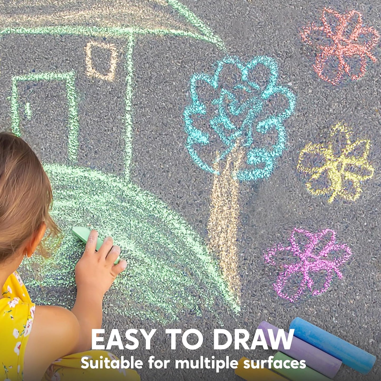 JOYIN 60 PCS Sidewalk Chalk Set (10 colors), Non-Toxic Washable Outdoor Jumbo Chalk Set for Painting on Chalkboard, Art Play and Playground Toy