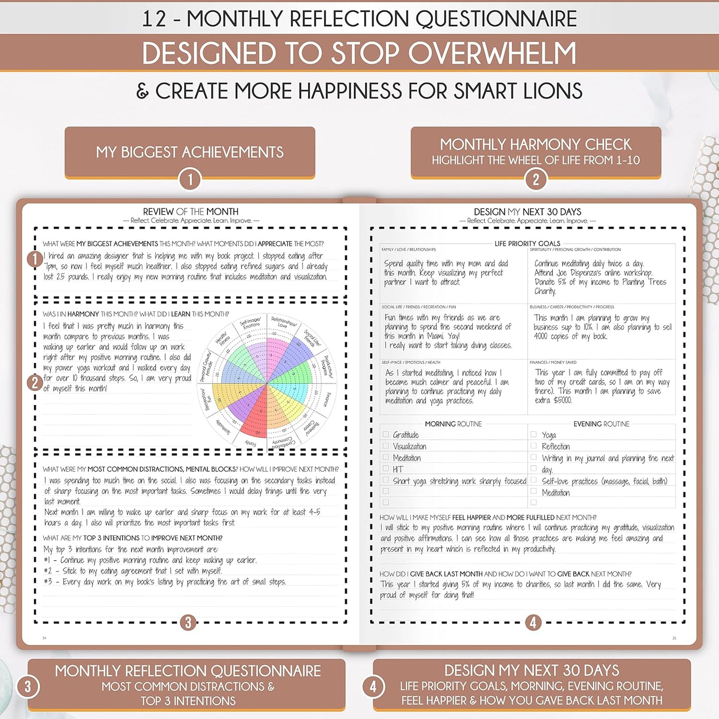Hourly Planner - Undated Daily, Weekly & Monthly Planner with Budget Section | A 12 Month Journey to Increase Productivity & Happiness | Life Organizer & Gratitude Journal - Vertical Format