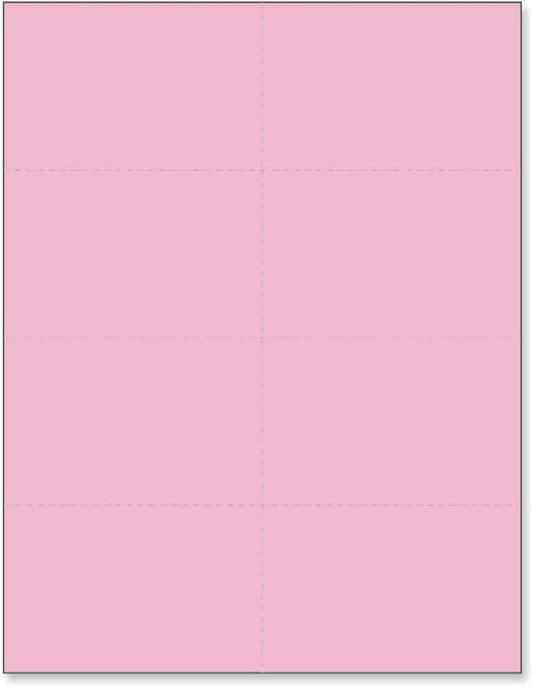 Limited Papers (TM) 8.5x11 Perforated Paper, 20/50 Pound, 75 GSM, Variety of Perforation Sizes and Colors, for Forms, Tickets, Postcards, Business Cards. (Pink, 8 up)