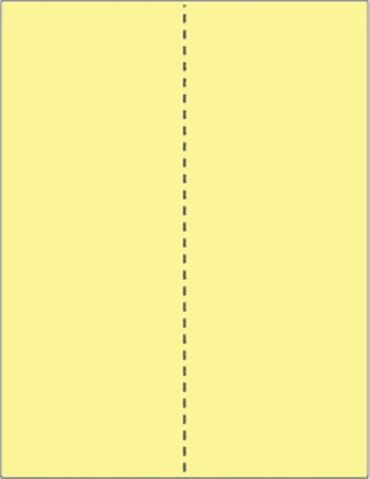 Limited Papers (TM) 8.5x11 Perforated Paper, 20/50 Pound, 75 GSM, Variety of Perforation Sizes and Colors, for Forms, Tickets, Postcards, Business Cards. (Canary, 2 up – vertical 4 1/4”)