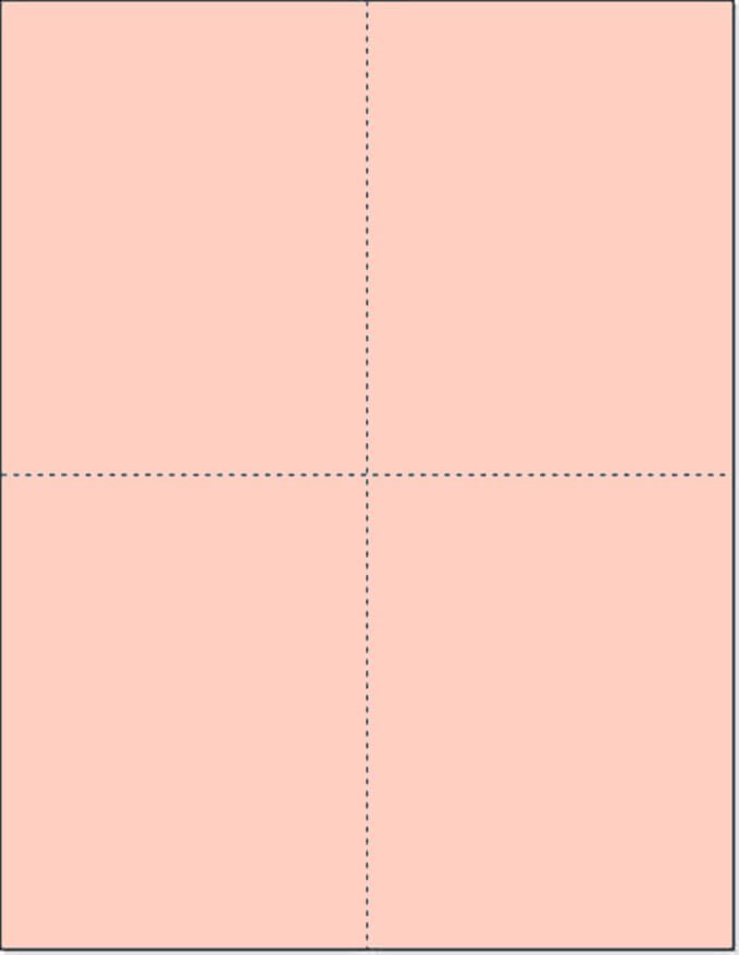 Limited Papers (TM) 8.5x11 Perforated Paper, 20/50 Pound, 75 GSM, Variety of Perforation Sizes and Colors, for Forms, Tickets, Postcards, Business Cards. (Peach, 4 up – 1 Hor. & 1 Ver.)