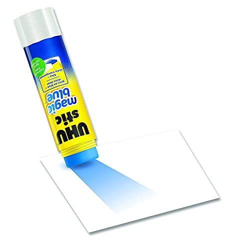 UHU Colored All Purpose Glue Stick 12-Pack Blue Applies & Dries Clear, 1.41oz - Non-Toxic, Washable. Permanent Strong Bond, Solvent-Free with Screw Cap,