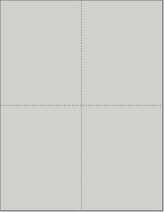 Limited Papers (TM) 8.5x11 Perforated Paper, 20/50 Pound, 75 GSM, Variety of Perforation Sizes and Colors, for Forms, Tickets, Postcards, Business Cards. (Grey, 4 up – 1 Hor. & 1 Ver.)