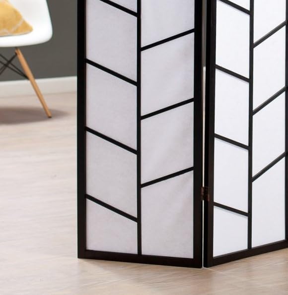 NicBex Room Divider 3 Panel Room Dividers with Heavy-Duty Rice Paper Partition Room Dividers and Folding Privacy Screens Wall Divider for Home, Office, Room Separation,51" W x 2" D x 71" H, Black