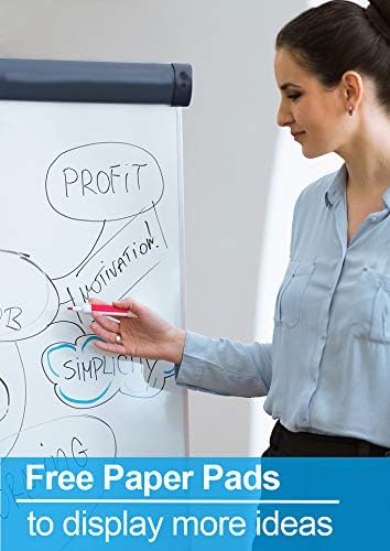 Dry Erase Easel 36" x 24", Height Adjustable Magnetic White Easel Board with Tripod Stand, Office Presentation Board with 25 Sheets Flipchart Pad, Magnets & Eraser, Black