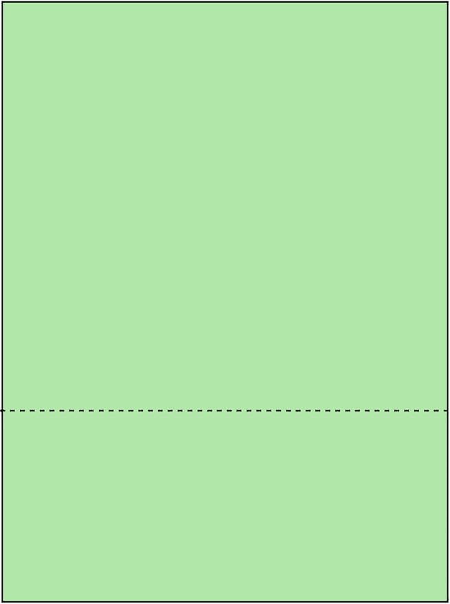 Limited Papers (TM) 8.5x11 Perforated Paper, 20/50 Pound, 75 GSM, Variety of Perforation Sizes and Colors, for Forms, Tickets, Postcards, Business Cards. (Green, 2 up – 3.5” from bottom)