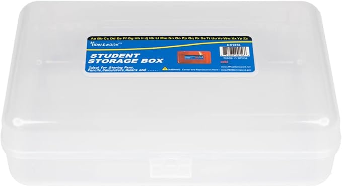 Craft County | Transparent Pencil Box | Colored Utility Box Storage Office Supplies Organizer | Clear