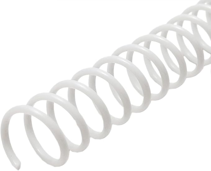 Rayson 11.1mm Plastic Spiral Coil Binding 3:1 Pitch, 7/16inch, 80 Sheets Capacity White Coil Binding Spines - Versatile for Office and Educational Tasks, Pack of 100