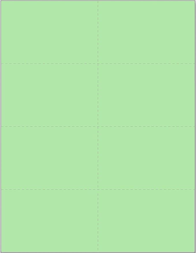 Limited Papers (TM) 8.5x11 Perforated Paper, 20/50 Pound, 75 GSM, Variety of Perforation Sizes and Colors, for Forms, Tickets, Postcards, Business Cards. (Green, 8 up)