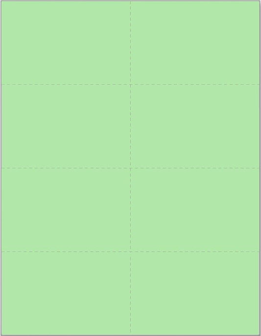 Limited Papers (TM) 8.5x11 Perforated Paper, 20/50 Pound, 75 GSM, Variety of Perforation Sizes and Colors, for Forms, Tickets, Postcards, Business Cards. (Green, 8 up)