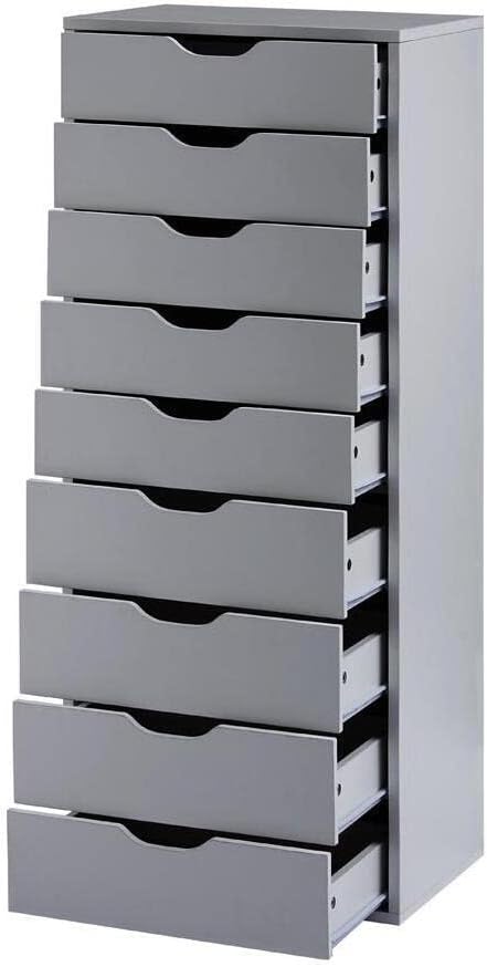 Naomi Home Office File Cabinets Wooden File Cabinets for Home Office Lateral Cabinet Wood Cabinet Mobile Mobile Storage Filing Storage Drawer Gray 9 Drawer