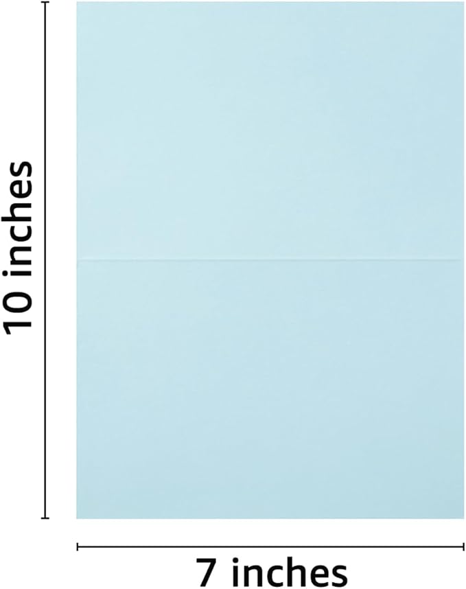 50 Pack Blank Cards Folded Cardstock Thank You Blank Greeting Cards for Invitations, Wedding, Greeting Cards, All Occasion DIY (Light Blue, 5x7)